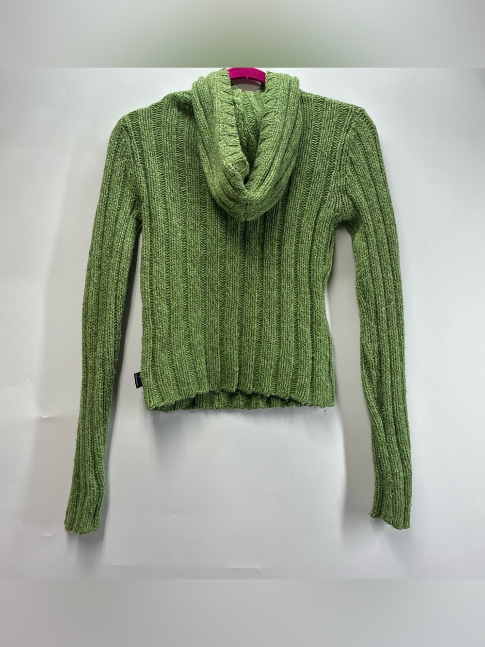 Vintage Y2K Abercrombie & Fitch Small Merino Wool Ribbed Green Hooded Sweater - Picture 3 of 5
